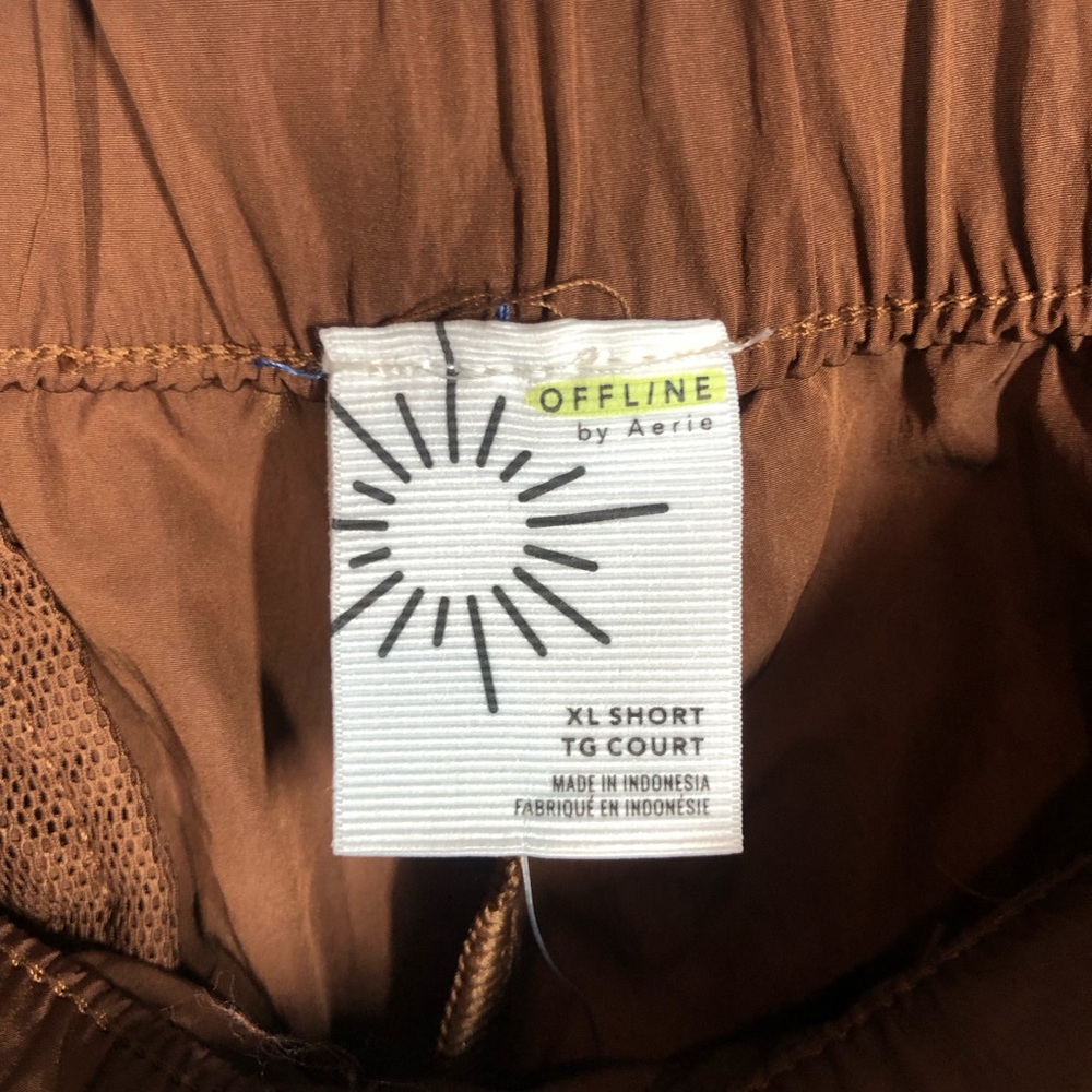 Offline Aerie Baggy Cargo Parachute Pants XL Short Brown Elastic Lightweight NWT - Picture 8 of 11